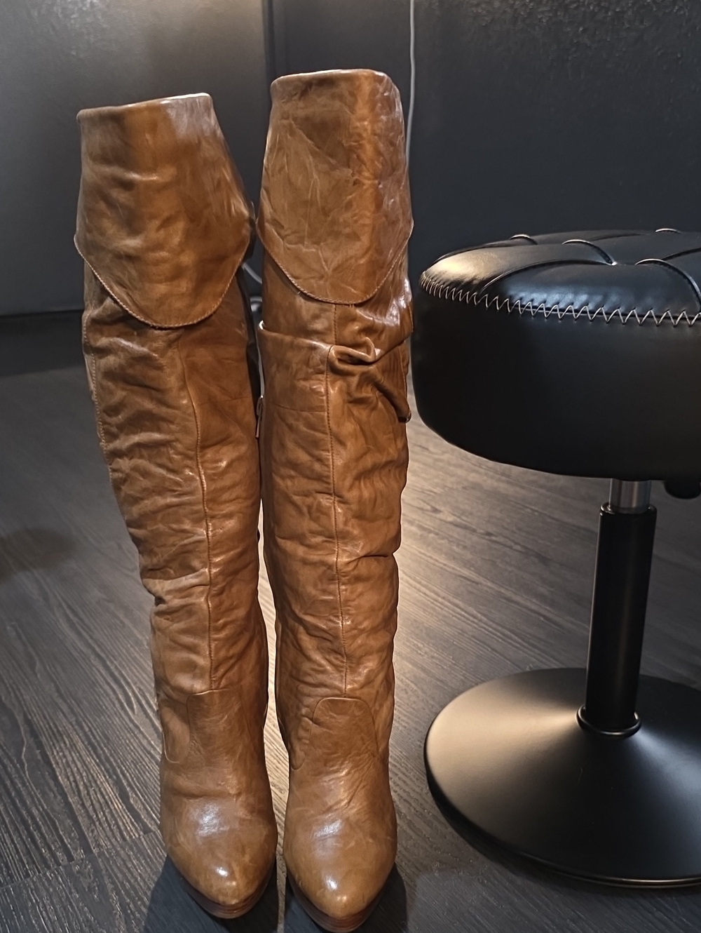 Jessica Simpson Tan Fold-Over Slouchy Knee Boots